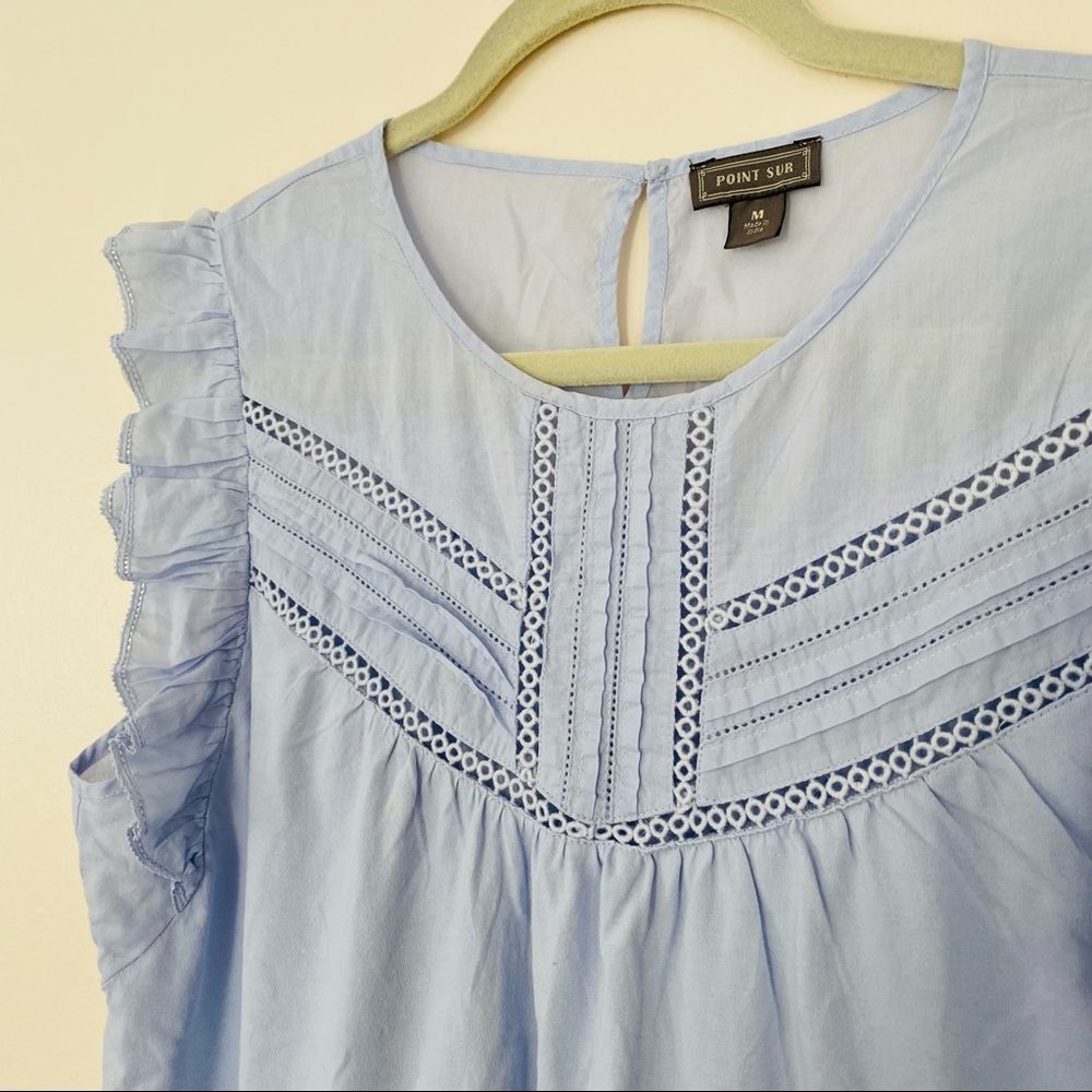J.Crew Point Sur Eyelet Flutter Sleeve Top - Picture 4 of 7